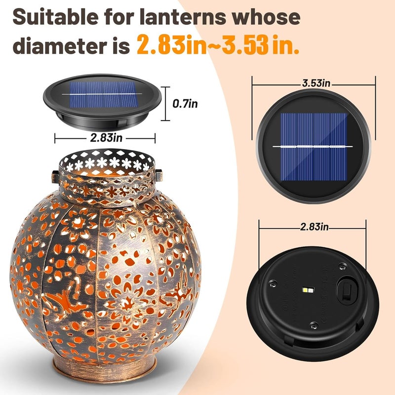 HELESIN Replacement Solar Light Parts 2 Mode 2 Pack Warmwhite and RGB Color-Changing ,Solar Lights Replacement Top, Inserts for Lanterns, Waterproof DIY Outdoor Garden Patio Decor 3.53inch - Image 2